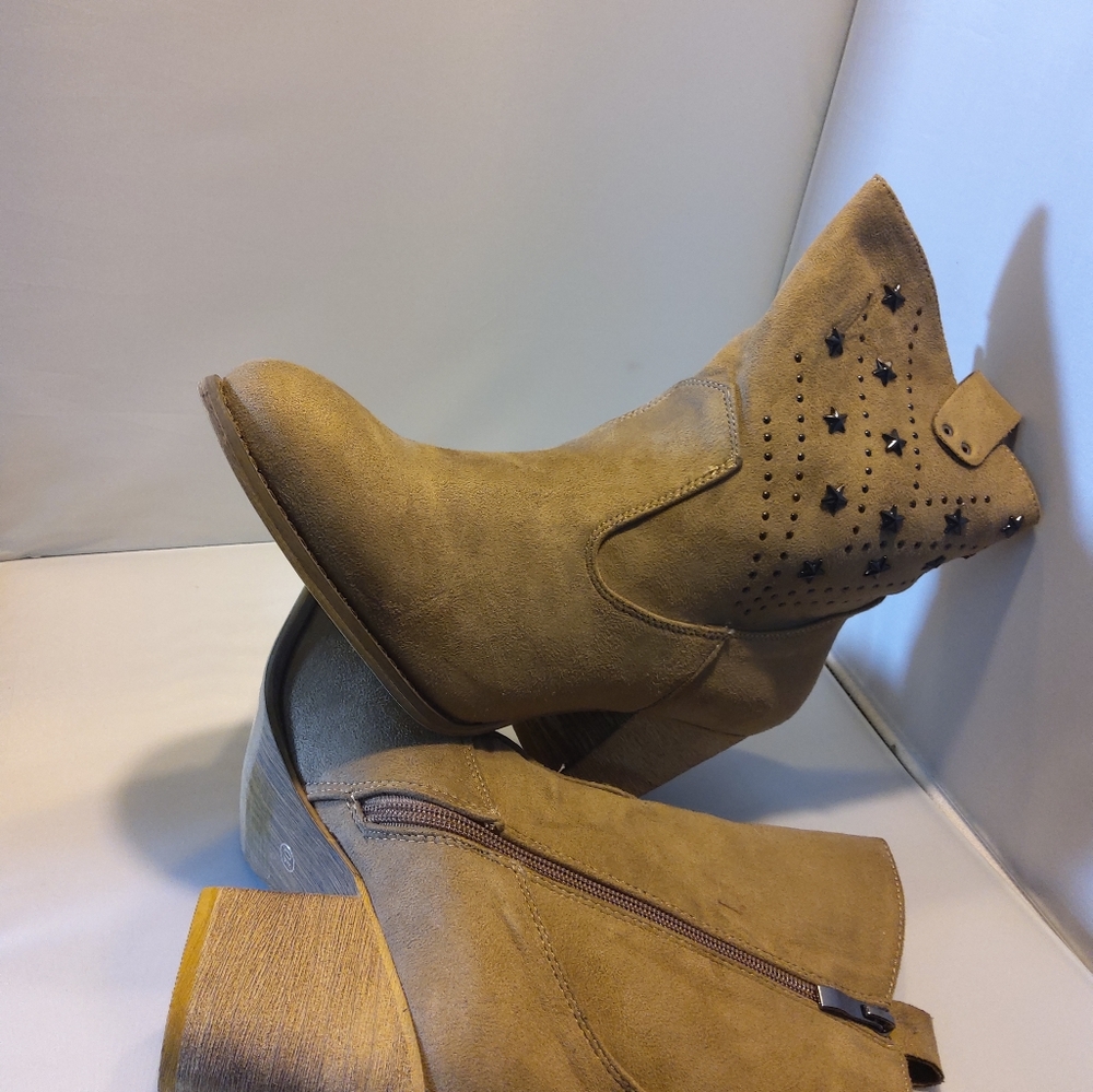 Cowgirl brown/taupe ankle boots with black… - Picture 4 of 9